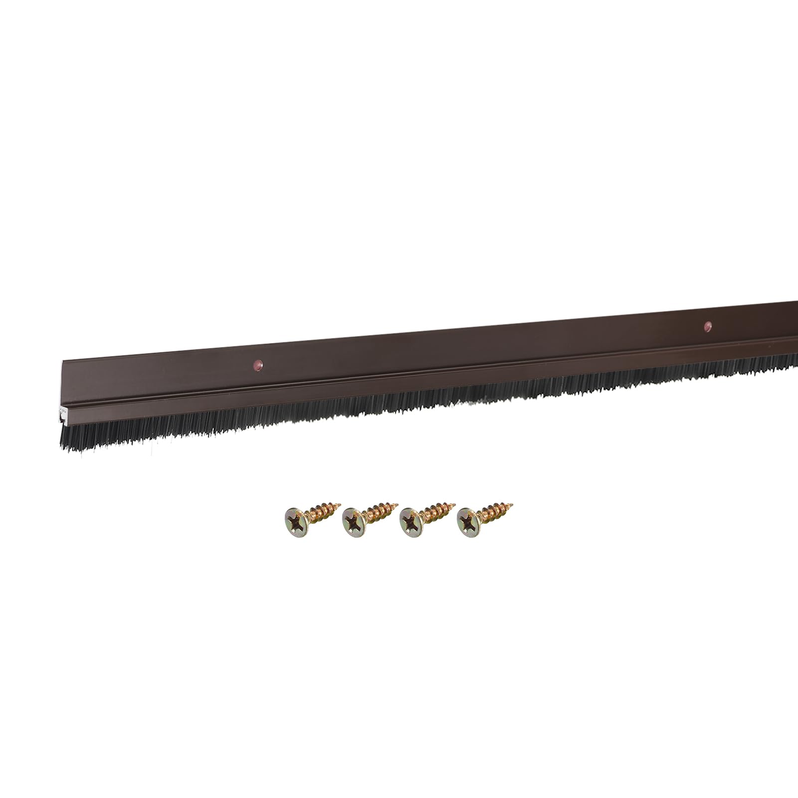 QUARKZMAN Brosse de Bas de Porte en Forme de H avec Base en Alliage D'Aluminium et Brosse en PP de 10 mm pour la Maison, l'Industrie (1200 mm L, Marron)