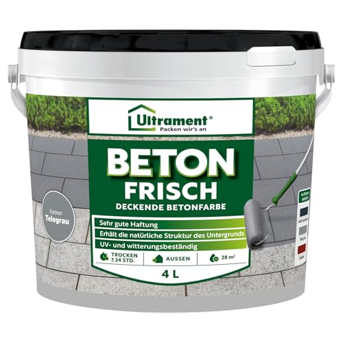 Ultrament Boden Fix Betonfarbe - Tolle Bodenfarbe in verschiedenen Farben (Grau 4 Liter)