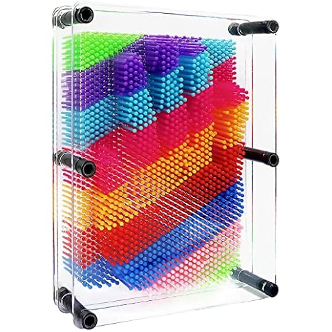 Hsxfl Classic 3D Pin Art Board Toy Sculpture - 8in x 6in Large Size 3D Pin Art Toys for Kids Boys Girls, Sensory Toys Birthday Gifts Fidget Toys (Multicolor) Cover