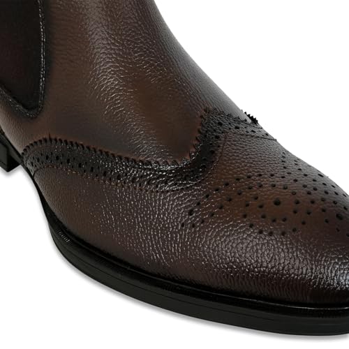 Image of Allen Cooper Men's Black /Tan Leather Chelsea Boots - Stylish Formal & Casual Wear