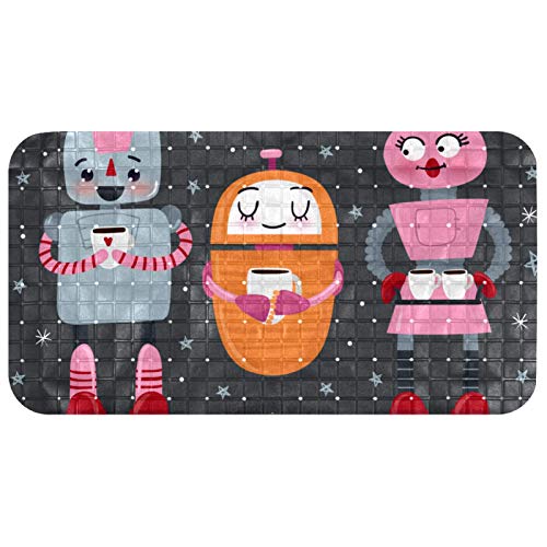 Alfombrilla de baño para bebé Bennigiry de 37x68 cm con ventosas y diseño de estrellas de robot 2