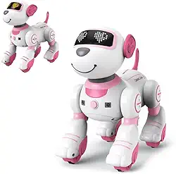 Cachorro Robô Inteligente, Smart Robot Dog, Cão Robô Dançarino Com Comando de Voz Programável, Sensível ao Toque e musical (Rosa)