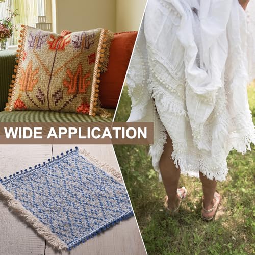Ruban brodé à pompons bicolore en polyester résistant de 18,1 mètres pour customisation - 5