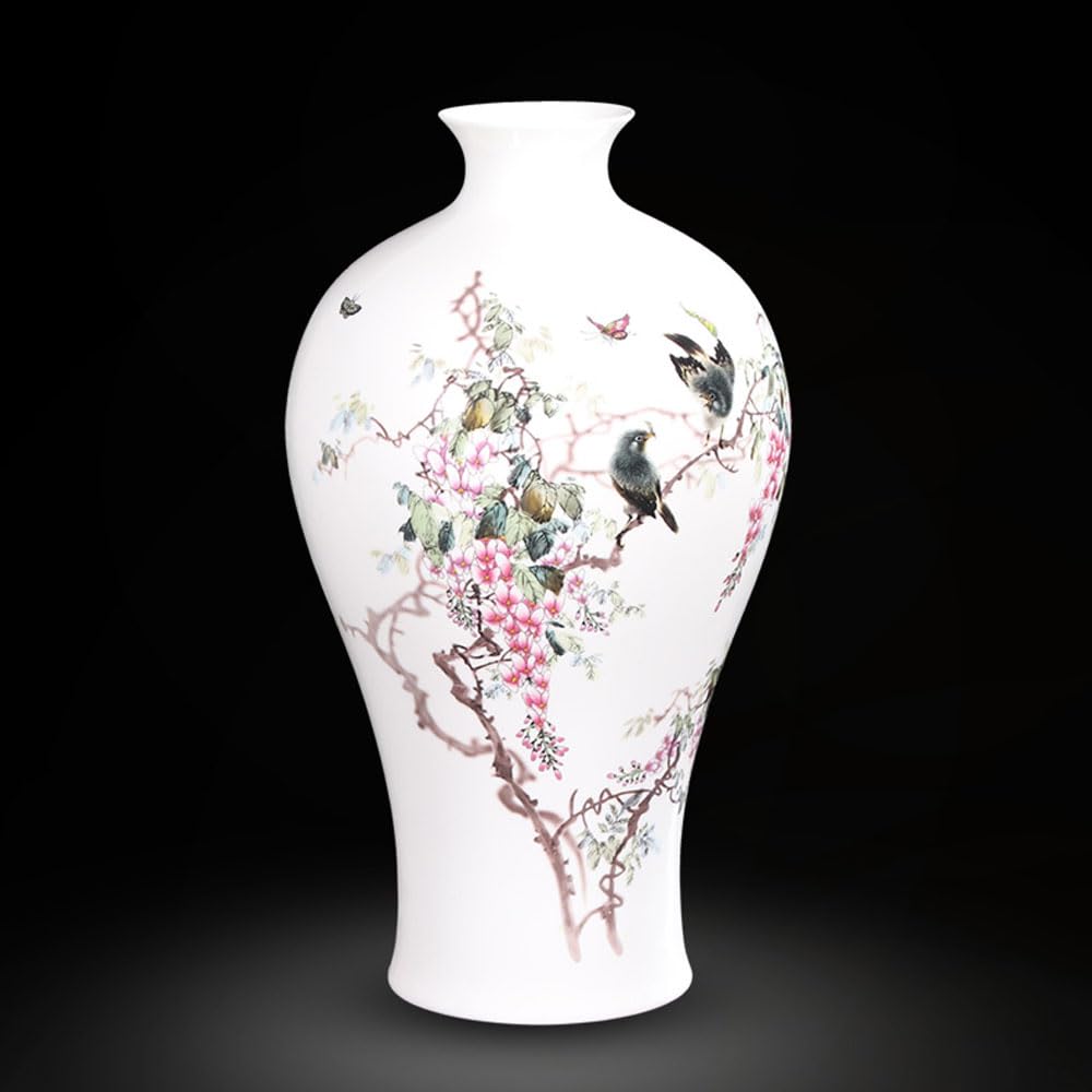 asdchZen Home Vase Jingdezhen Ceramic Vase Ornaments Indoor Flower Vases Lucky Bamboo Large Vase Ornaments Center Decoration Home Decoration Porcelain Decorative Vase,B