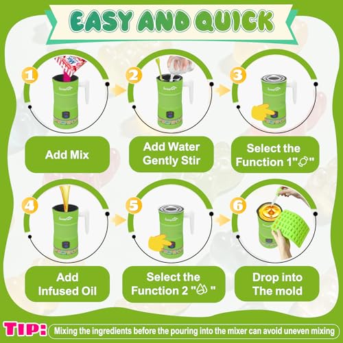 Image of Gummy Maker Machine, Oil Infused Gummy Candy Maker, DIY Edible Gummy, Jelly & Pudding, Gummy Making Kit, ,Include Bear mold, Fruit Mold, Worm Mold & Mixing Stick 5-Years Free Replacement (Green)