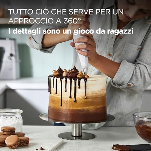 Kenwood KWSD100 Decorating Set Di Pasticceria, Vassoio Per Torte In Acciaio Inossidabile, Spatole, Sacca A Poche E Manicotto Per Decorazione In Acciaio Inossidabile - 2