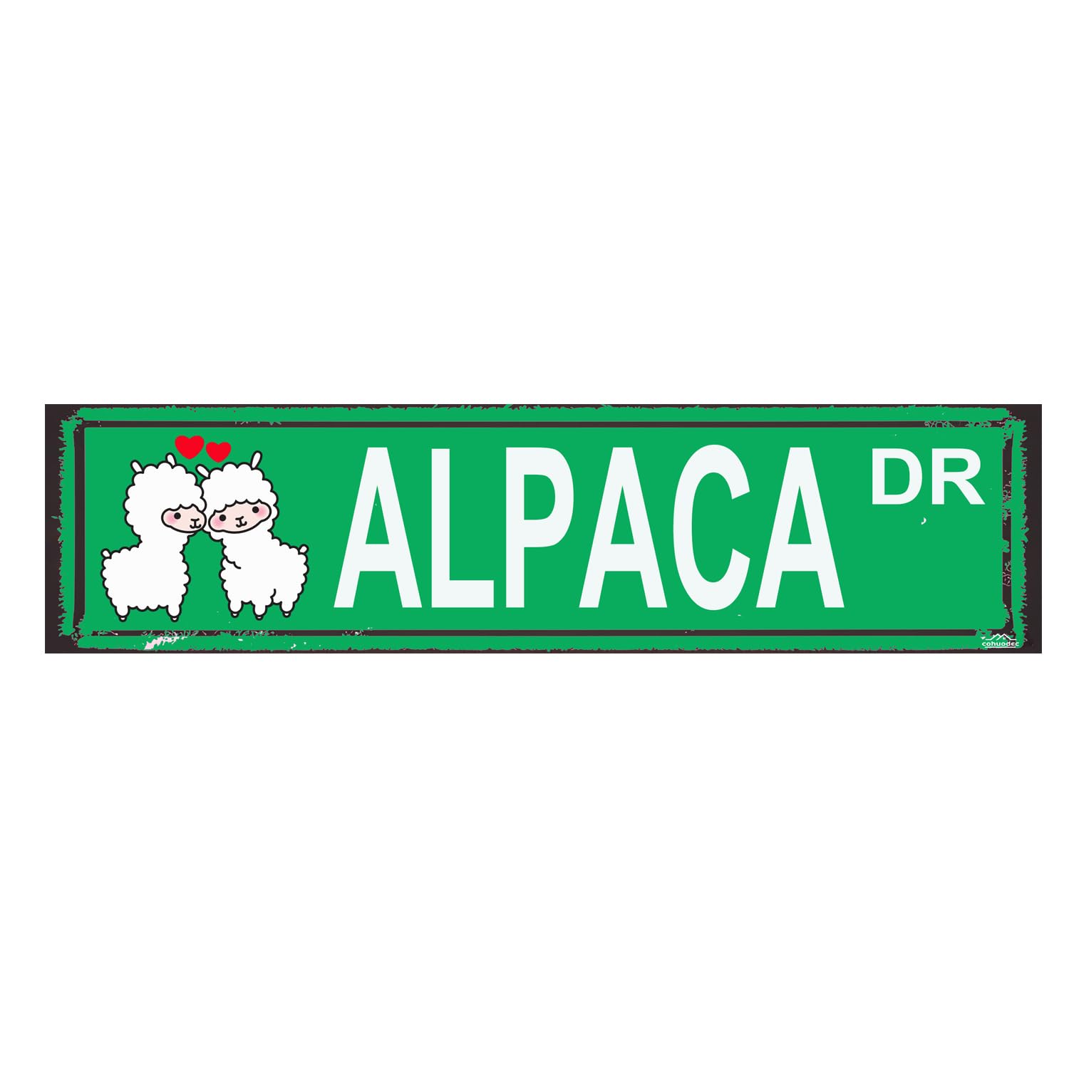 peiyeety Alpaca Rustic Metal Sign - Farmhouse Wall Decor, 16x4 Inch Vintage Ranch Plaque