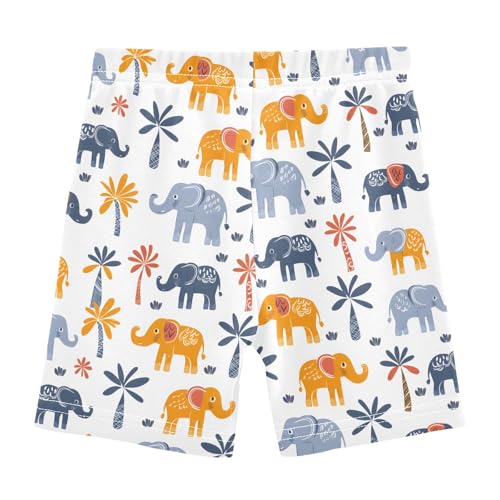 Hand Drawn Colored Elephant Girls Shorts Elastic Waist Sports Shorts Girls Leggings Pants for 4-10 Years2