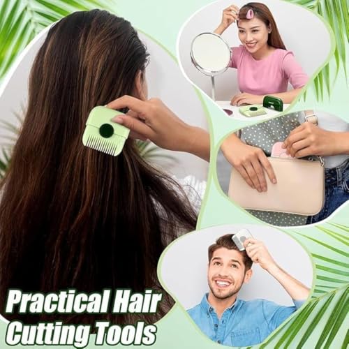 Image of 2-in-1 Manual Hair Trimmer Razor Comb | Dual-Sided Split End & Bang Cutting Tool with Adjustable Blades | Safe Grooming Comb for Men, Women & Kids - Portable & Easy to Clean