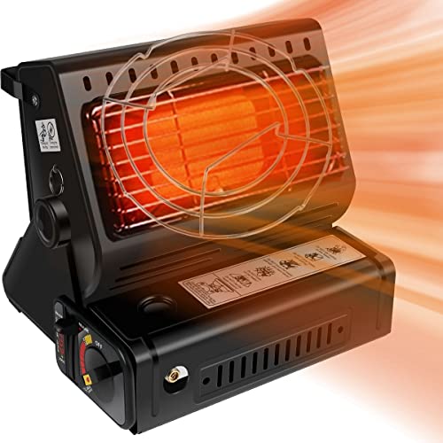 Lochimu chauffage de chauffage de carburant de butane en plein air radiateurs de camping 2 en1 chauffage à gaz portable avec poignée chauffage radiant de jardin en toute sécurité pour la pêche au camp