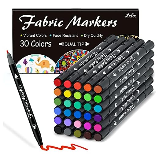 Fabric Markers, Lelix 30 Permanent Colors Dual Tip Fabric Pens for Writing Painting on T-Shirts Clothes Sneakers Canvas Pillowcases, Child Safe & Non-Toxic for Kids Adults
