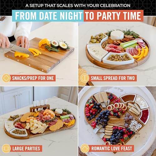 Elite Snacker Large Charcuterie Board Set, Acacia Wood, Premium Finish - Image 5