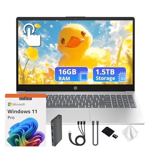 HP 15.6�C���` FHD �^�b�`�X�N���[���m�[�g�p�\�R�� Intel 10-Core i5-1334U 16GB RAM 1.5TB�X�g���[�W (512GB SSD+1TB �h�b�L���O�X�e�[�V�����Z�b�g)�AIntel Graphics�ACopilot�A