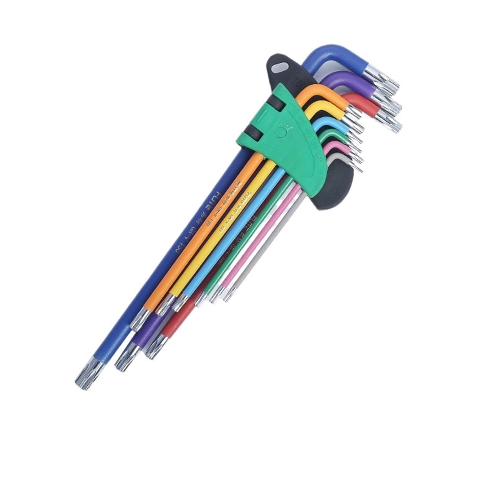 Genérico Llave Allen Juego de llaves hexagonales internas, herramienta reparación Allen multifuncional con cabeza bola, estrella doble extremo en forma L, 9 Uds(Long Hex End)