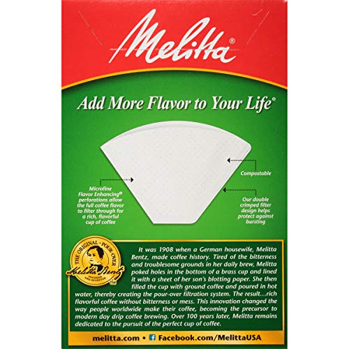 Melitta 4 Cone Coffee Filters, White, 100 Count (Pack of 6