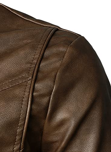 HOOD CREW Mens Faux Leather Jacket Lightweight Fashion Motorcycle Leather Jackets Coat4