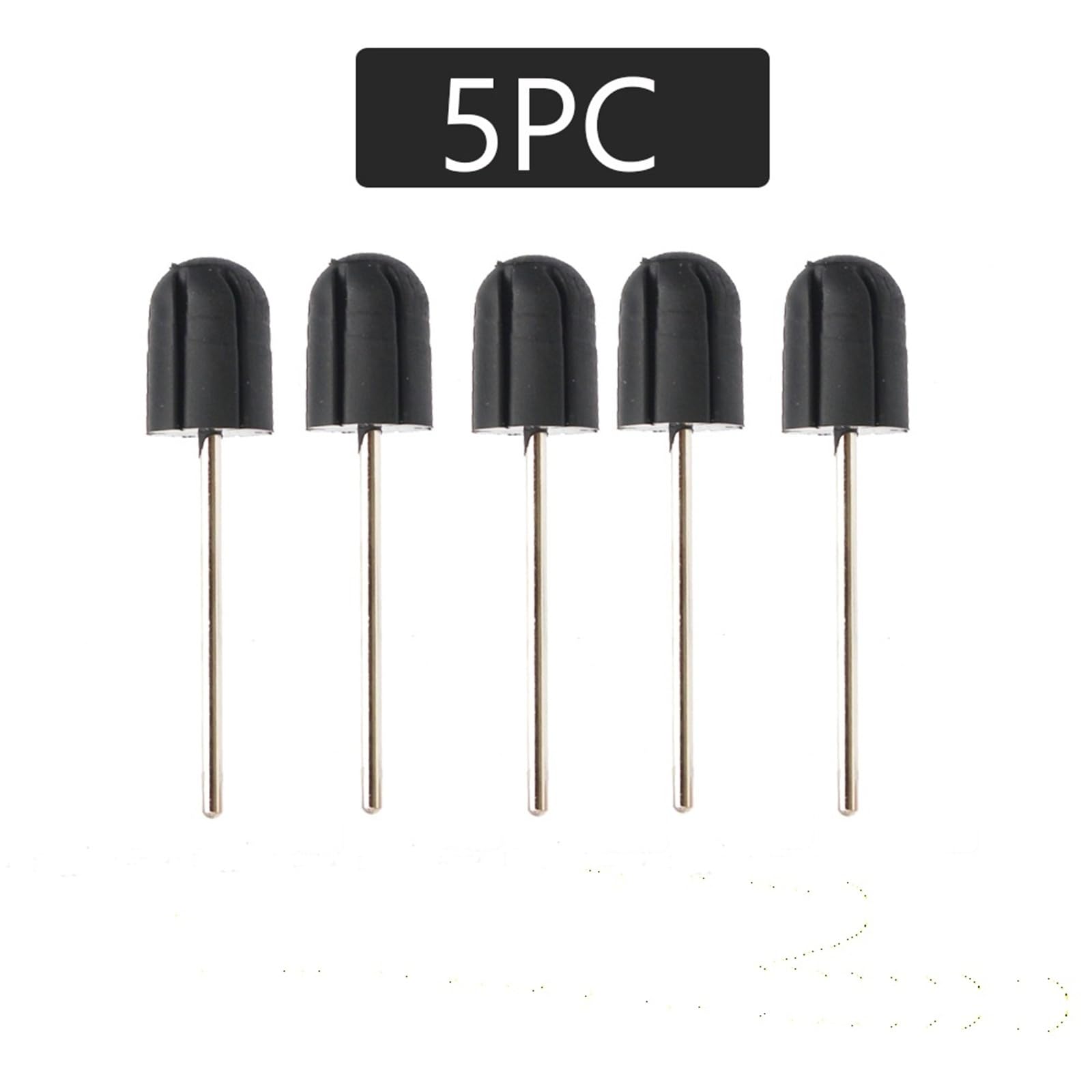 Schleifkappen Nagelfräser 5 Stück Kappen Gummi Nagel Bohrer Block Schneider Bits for Maniküre Pediküre(Silver-5PC)