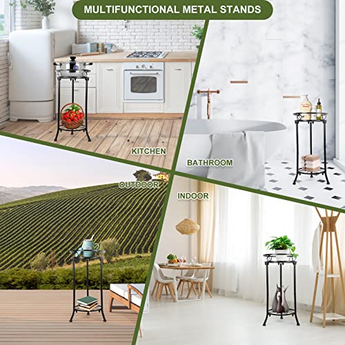 Yhijurs Plant Stand Indoor Outdoor,2 Tiers Tall Metal Potted Plant Stands,20.3'' Heavy Duty Corner Display Rack, Flower Pot Shelf Planter Holder Art Decor For Home Garden Office -Black #TOP3