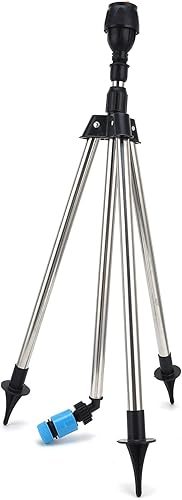Miniatura 5 de Haofy Aspersor de riego de jardín giratorio de 360 grados, negro, acero inoxidable y plástico, altura y ángulo ajustables, fácil de usar, ahorro de