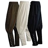Men's Ankle Banded Pants Medieval Viking Navigator Pirate Costume Trousers Renaissance Gothic Pants, Black, Medium