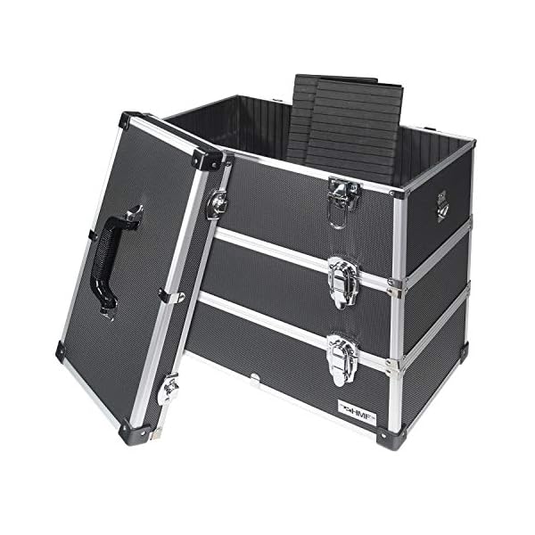 HMF 14661-02 Alu Werkzeugkoffer leer, 3 Etagen, 44 x 45 x 24 cm, schwarz – Bild 5