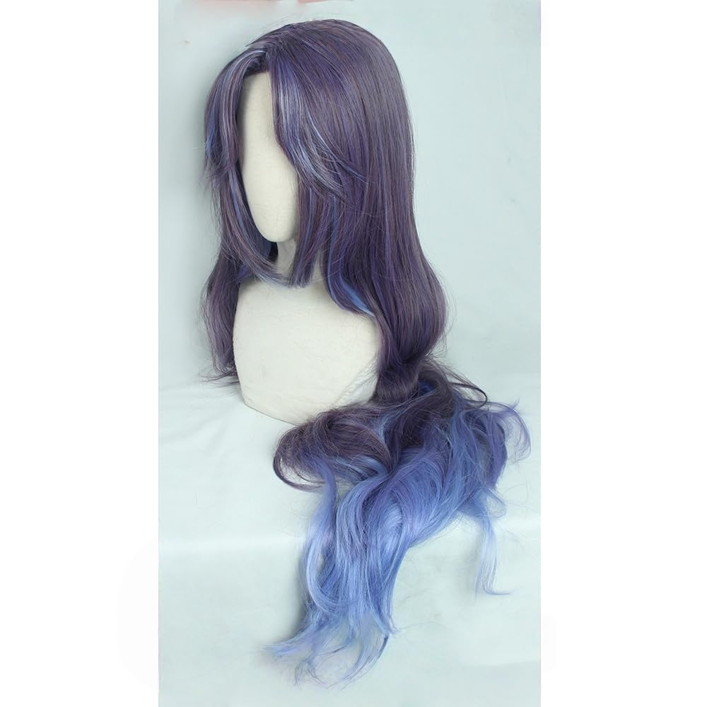 Anime Cosplay Wig Purple Grey Blue Ombre Long Hair Heat Resistant Synthetic Wig for Role Play Party