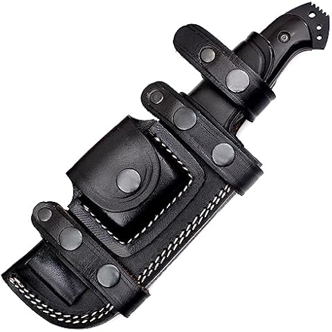 Ottoza Hunting Knife with Sheath - Cow Horn Handle, 1095 High Carbon Steel Knife, Outdoor Knife Survival Knife Camping Knife Bushcraft Knife Tactical Knife, Horizontal Carry Knife Fixed Blade 338 Cover