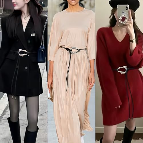 Women Waist Chain Leather Belt Chain Body Belly Adjustable Skinny Leather Bbelt Waist Belt PU Leather for Jeans Dress3