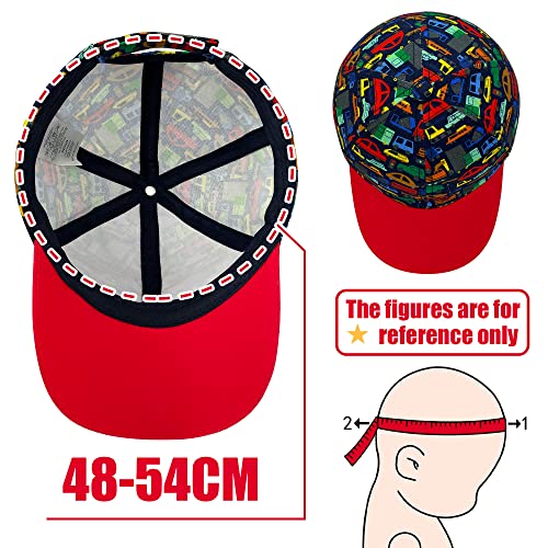 Image of Toddler Baseball Hat Boys Trucker Hat Adjustable Snapback Sun Hat Beach Hat for Boys 1-8 Years, Red, 4-6 Years