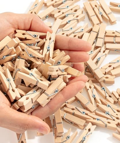 Mr. Pen- Mini Wooden Clothes Pins 1.4 Inch 132 Pack Natural Wood Clips for Crafts Classroom Projects Hanging Photos Chip Bags Decoration Rust Resistant Spring
