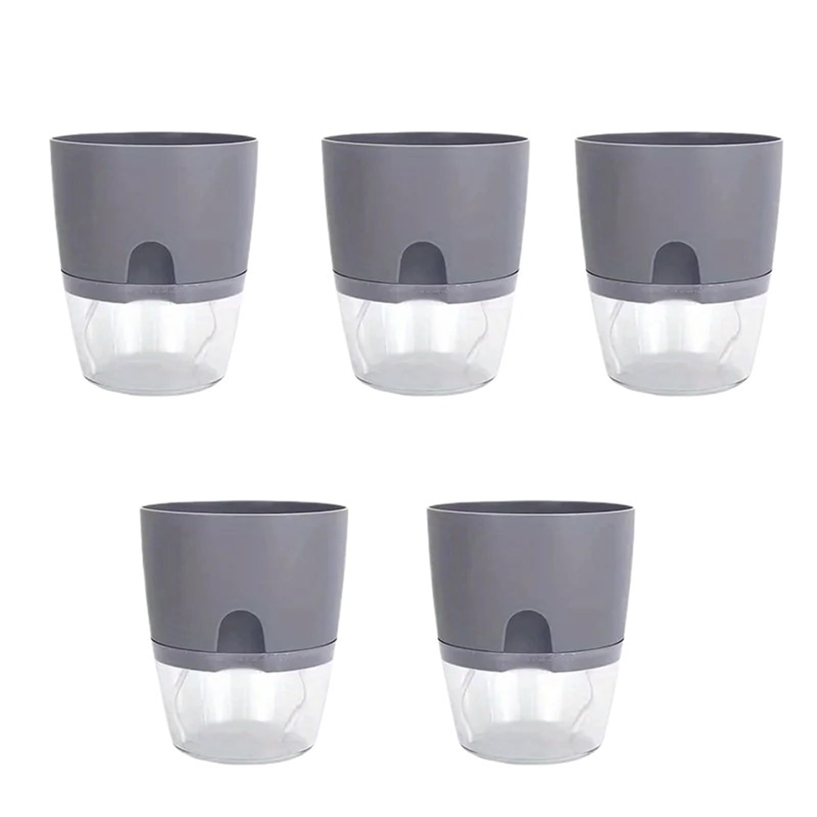 WLIHDB 5Pcs Self Watering Flower Pot Double Layer Hydroponics Plants Bonsai Vases Succulent Potted Home Office Decor for Seeds Seedling(Grey)