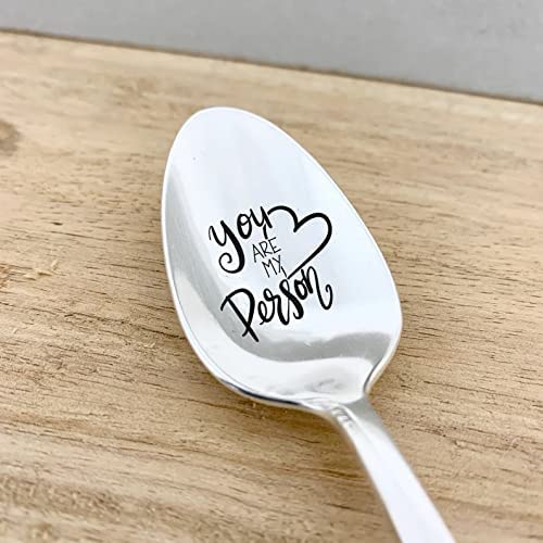 Bigevents You Are My Person Engraved Spoon Funny Coffee Stainless Steel Best Gift For Girlfriend Wife Husband Boyfriend Perfect Valentine Anniversary Birthday, Silver, 7 Inches (A3) #TOP2