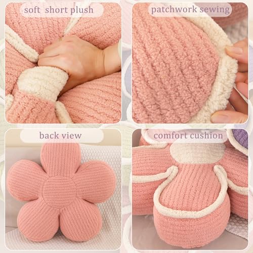 Menoeceus Flower Pillow 15.7 Inch Round Throw Pillow Soft Floor Pillow Decorative Throw Pillow Cute Flower Seating Cushion Plush Striped Pillow For Couch Bed Chair thumb #4