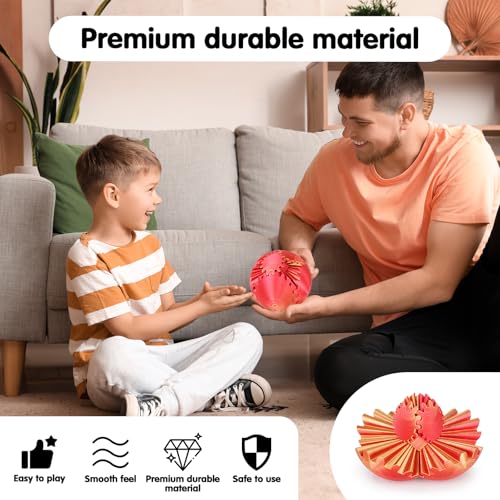 Image of Gear Ball 3D Printed Spin Ball or Cube Fidget Toy,Gear Sphere Fidget Toy,Fidget Ball Gear Toy for Stress and Anxiety Relief, Stress Ball GearSphere Desk Toy for Adults & Kids(Golden Red, 3.1 Inch)