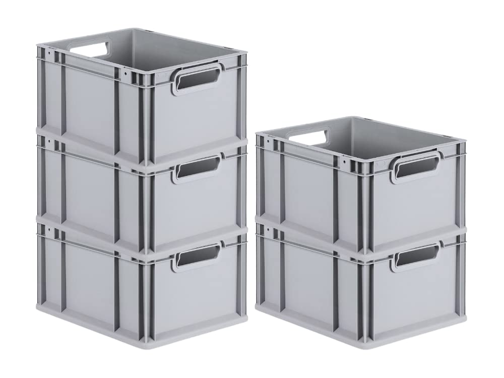 PROREGAL SuperSparSet 5x Eurobox NextGen Economy | Griffe offen |HxBxT 22x30x40cm | 20 Liter | Eurobehälter, Transportbox, Transportbehälter, Stapelbehälter