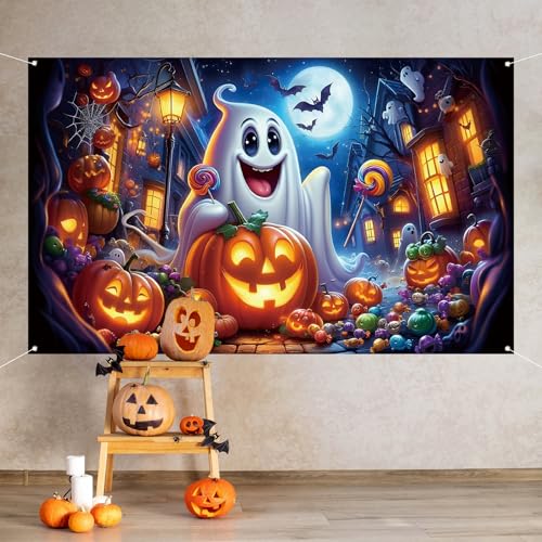 Fondo Fotográfico para Halloween Calabaza Fantasma 71×43 pulgadas miniatura 5