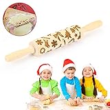🎅Patrón de símbolo de Navidad:🎅 La superficie está grabada con un patrón que se adapta perfectamente al ambiente navideño. El rodillo grabado agregará un toque navideño a sus cookies y hará que la cocción familiar sea más divertida.