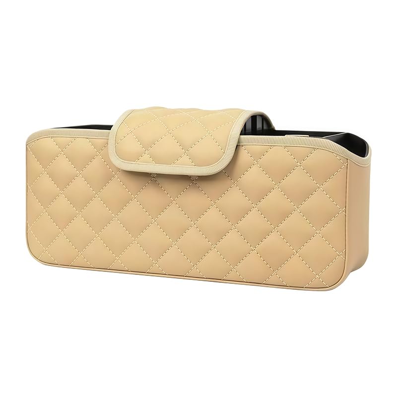 Organizzatore Sospeso Auto per Mahindra Quanto 2013-2016, Scatola Portaoggetti in Pelle per Sedile Posteriore, Tasca Portaoggetti Multifunzionale Abitacolo, 1 Pezzo,Beige