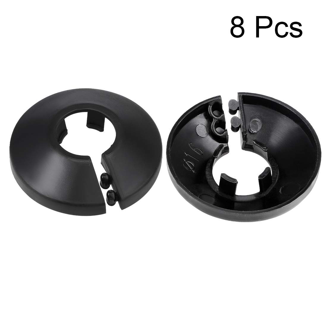 uxcell 17mm Pipe Cover Decoration PP Radiator Escutcheon Water Pipe Wall Cover Black 8 Pcs