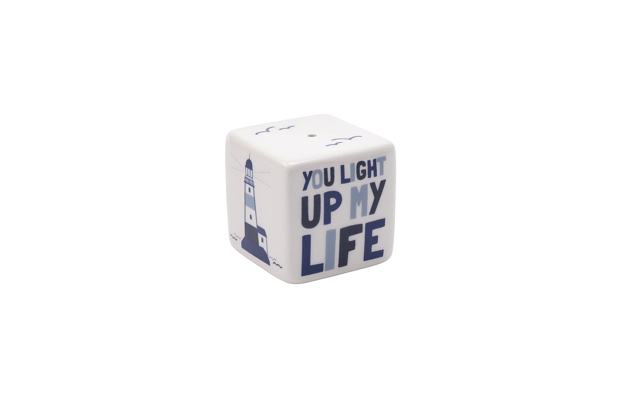 CGB Giftware Cube You Light Up My Life Design Light Pull | Slogan Lighthouse | White Blue | Cord Pull for Bathroom Lighting Blinds Curtains Ceilings Fans | The Drawer Pull Collection GB06420