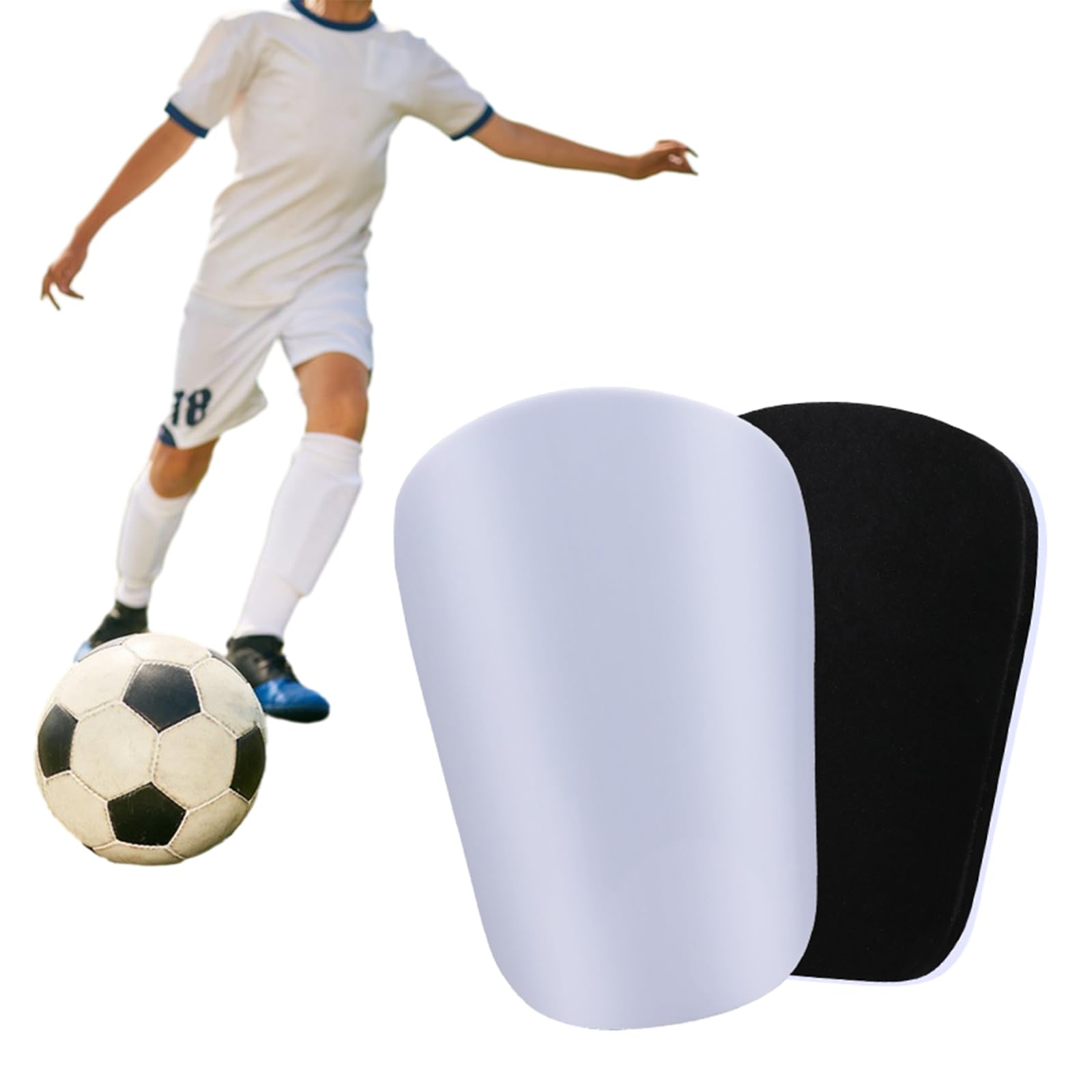 Mini espinilleras de fútbol de 3 x 4.5 pulgadas, aptas para todas las edades, las espinilleras de fútbol se pueden llevar con calcetines de agarre y calcetines de fútbol