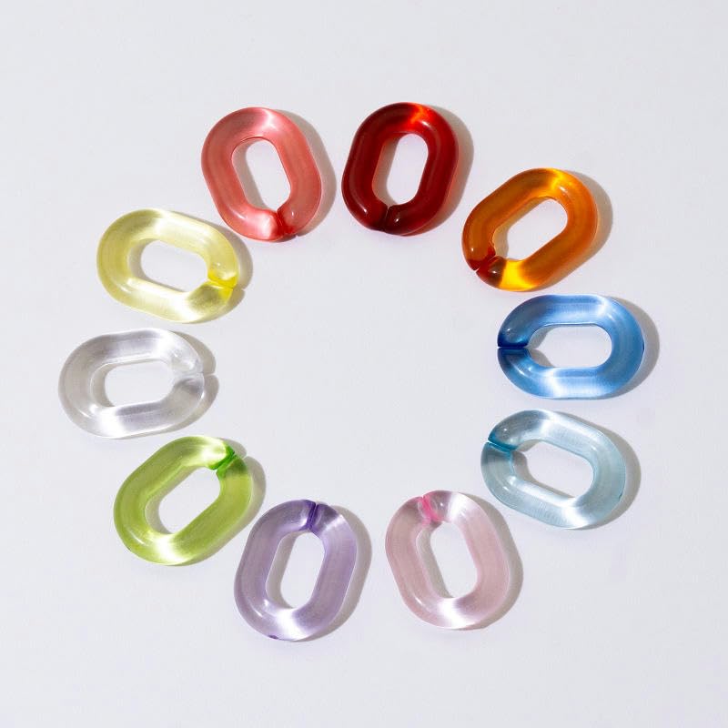 Akrylowe otwarte szybkozłącza, akrylowe pierścienie łączące, opakowanie 200 sztuk, wielokolorowe, 19 x 14 mm, do produkcji biżuterii (Tianlan)