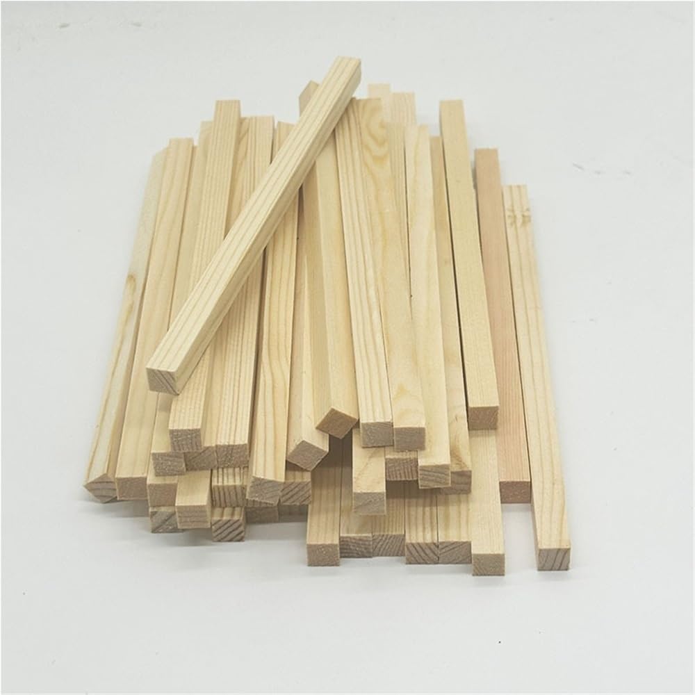 Kije drewniane, Ręcznie robione kwadratowe patyczki drewniane sosnowe, opakowanie 5 szt., 5x5-25x25x330-500 mm(12x12x500mm)