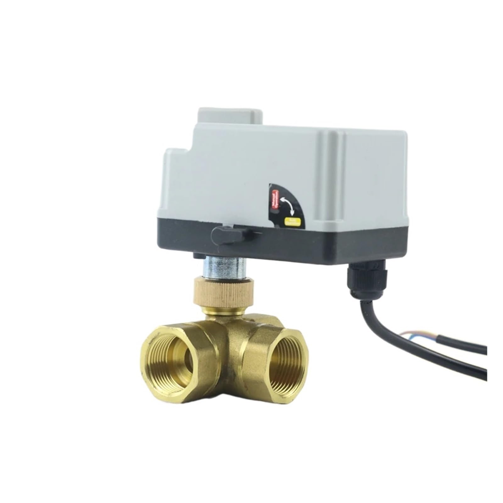 Valvola a sfera a tre vie Valvola a sfera motorizzata in ottone a 3 vie AC220V da 1/2" 3/4" 1" con attuatore elettrico a 3 fili e due controlli DN15 DN20 DN25 DN32 con interruttore manuale(1/2")