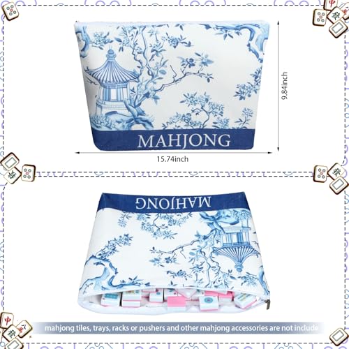 Set bolsa mahjong vacío 3 pzas azul Chinoiserie miniatura 5