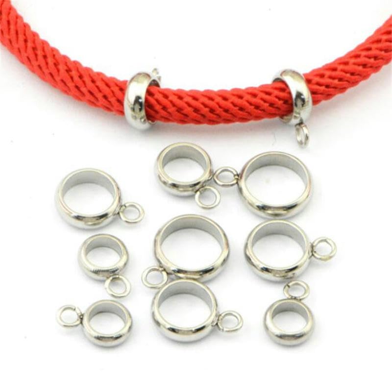 20 Edelstahl-Schiebeperlen Mit Gummifutter – 10x4,5 Mm, Für 4 Mm Schnüre, Als Stopper Für Halsketten & Armbänder