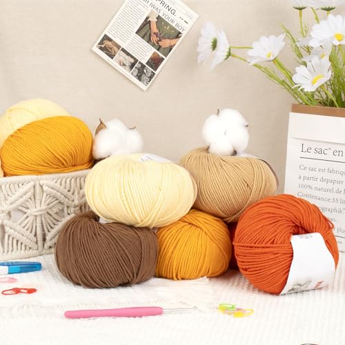Image of Katech 20 Skeins Cotton Yarn for Crocheting-55% Cotton 45% Acrylic-#3 DK (Light)-Super Soft Milk Cotton Yarn-Great Crochet and Knitting Starter Kit for Colorful Craft(Color E)