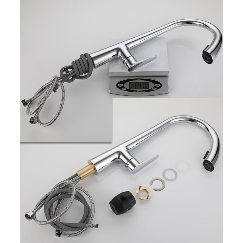 Robinet d'évier rotatif 360° avec mitigeur eau chaude froide et buse double fonction - 6