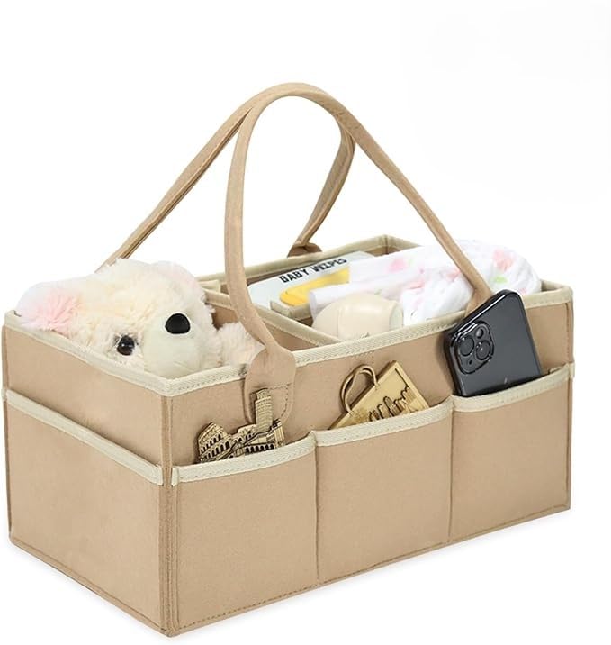 Cutties and Giggles Baby Nappy Caddy Organiser, Portable Nursery Storage Basket, 38cm x 25cm x 18cm - Image 2