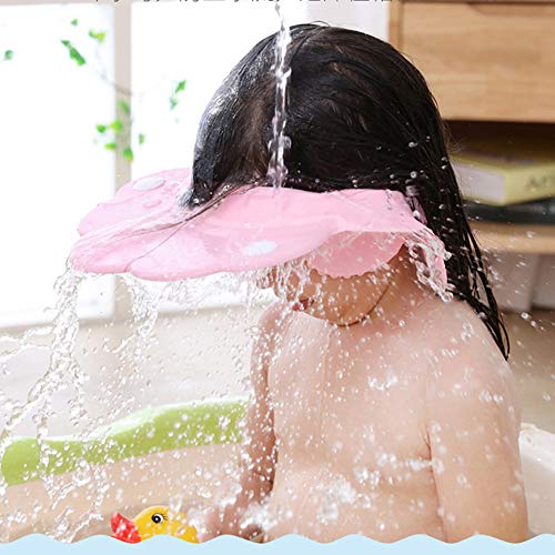 Baby Bath Cap wash Shower Shampoo Visor hat Prevent Water Entering The Eyes and Ears Adjustable Bathing tub Head Hair Rinser Shield Protection Kids Children Toddler(Pink)